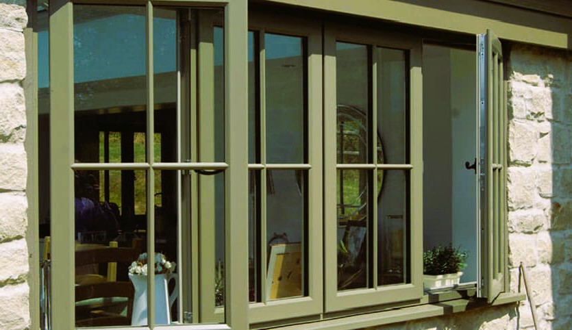 Moss green casement window