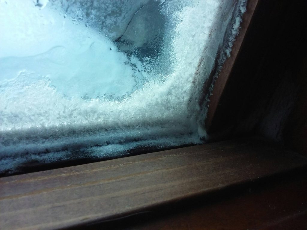 ice on the inside of windows